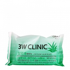 Кусковое мыло для лица и тела с экстрактом алоэ  3W Clinic Aloe Soap 
