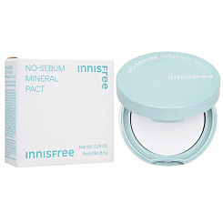 Бесцветная минеральная матирующая компактная пудра  Inisfree No Sebum Mineral Pact