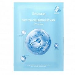 Маска успокаивающая тканевая с коллагеном против морщин JMsolution Pure Fish Collagen Blue Mask