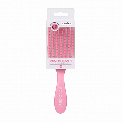 Расческа для сухих и влажных волос с ароматом клубники розовая SOLOMEYA Wet detangler mini brush