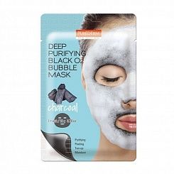 Глубоко очищающая тканевая маска для лица с древесным углем Deep Purifying Black O2 Bubble Mask