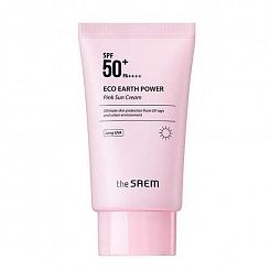 Интенсивный розовый солнцезащитный крем SPF50+ PA++++ THE SAEM Eco Earth Power Pink Sun Cream SPF50+