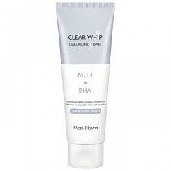 Пенка для лица с белой глиной и BHA кислотами MEDI FLOWER Clear Whip Cleansing Foam Mud BHA, 120 мл