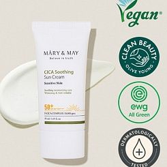 Успокаивающий солнцезащитный крем с центеллой MARY&MAY CICA Soothing Sun Cream  SPF50+ PA++++ 50мл