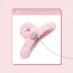 Пушистый розовый краб для волос YNM  «Сладкая вата» Cotton Candy Hair Clip