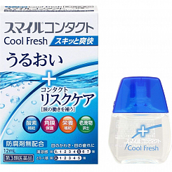 Японские капли от усталости и красноты глаз при ношении линз Lion Smile Contact Cool Fresh