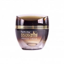 Антивозрастной крем для лица с золотом и муцином улитки FarmStay Gold Snail Premium Cream, 50мл