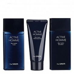 Набор для лица мужской уходовый THE SAEM ACTIVE HOMME Blue Hydro Skin Care (145 мл + 145 мл + 60мл)