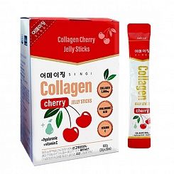 Коллаген с гиалуроновой кислотой и вишней желе в стиках SINGI Collagen Cherry Jell