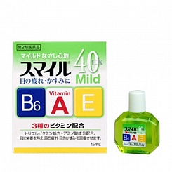 Японские витаминизированные капли для глаз Lion Smile 40 EX Mild 