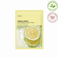 Осветляющая тканевая маска с зелёным лимоном Anua Green Lemon Vita C Blemish Serum Mask