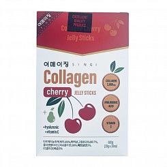 Коллаген с гиалуроновой кислотой и вишней желе в стиках SINGI Collagen Cherry Jell