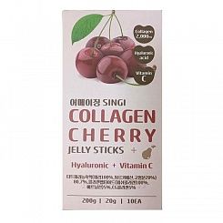 Коллагеновое желе в стиках с гиалуроновой кислотой и вишней SINGI Collagen Cherry Jell 10 саше