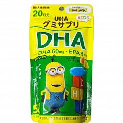 Японский детский комплекс с омега-кислотами и лютеином для  зрения  UHA Gummy Supple Kids Study